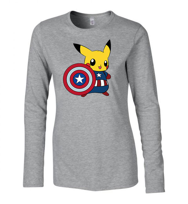 pokemon pikachu Sportszürke Női Hosszú Ujjú Póló