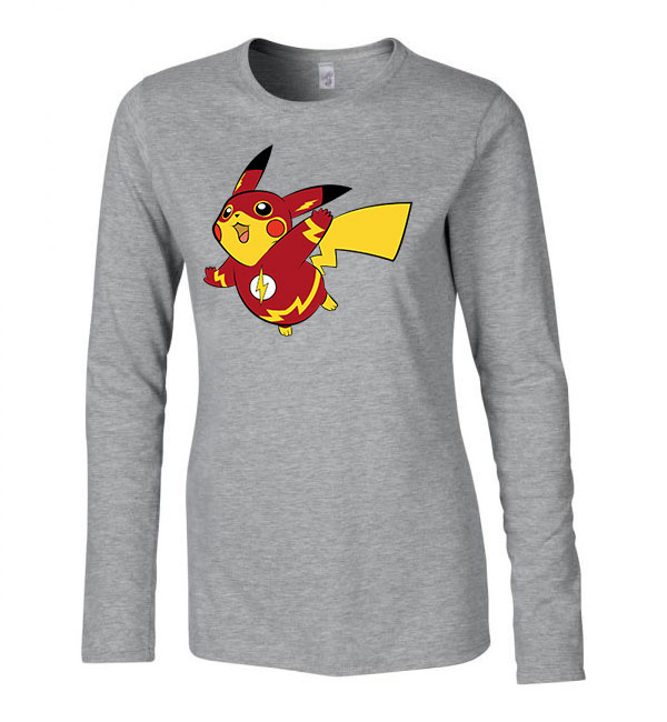 pokemon pikachu Sportszürke Női Hosszú Ujjú Póló