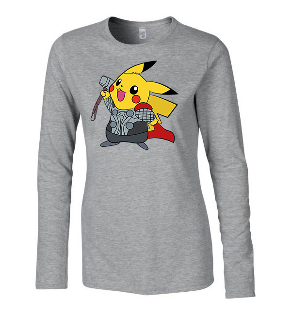 pokemon pikachu Sportszürke Női Hosszú Ujjú Póló