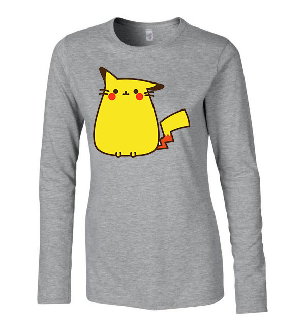 pusheen macska macskás cica cicás Sportszürke Női Hosszú Ujjú Póló