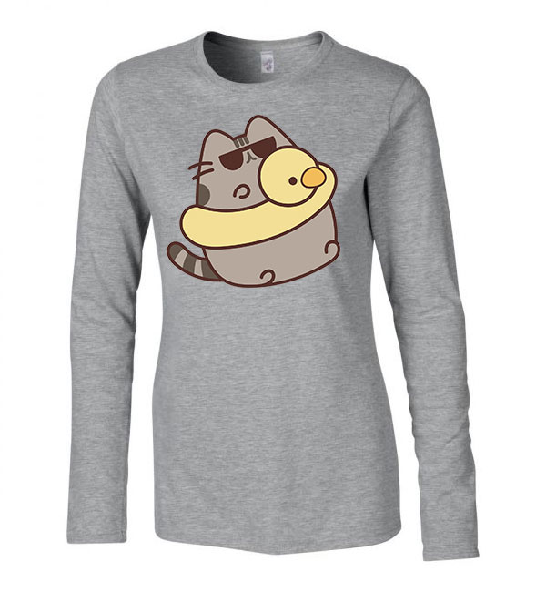 nyár nyaralás szemüveg pusheen macska macskás cica cicás Sportszürke Női Hosszú Ujjú Póló