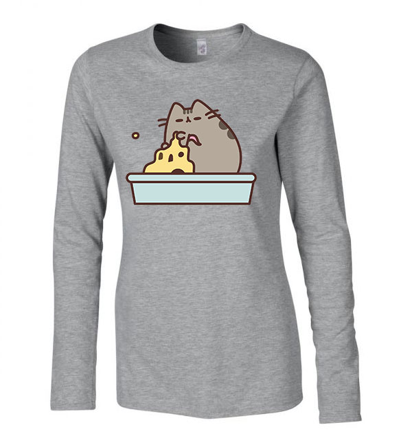 homokvár nyár nyaralás pusheen macska macskás cica cicás Sportszürke Női Hosszú Ujjú Póló