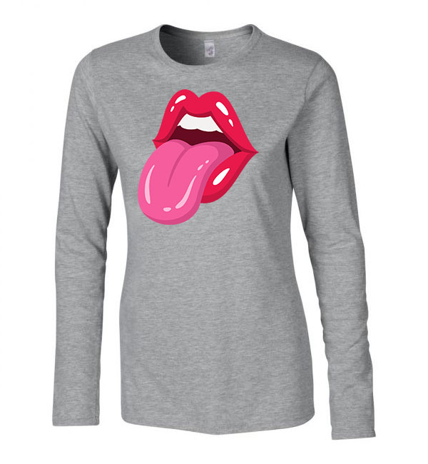 ajak ajkak nyelv lips Sportszürke Női Hosszú Ujjú Póló