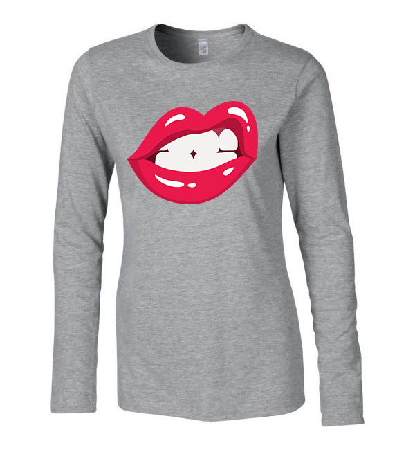 lips ajak ajkak száj  Sportszürke Női Hosszú Ujjú Póló