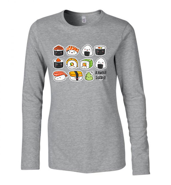 szusi sushi kawaii Sportszürke Női Hosszú Ujjú Póló
