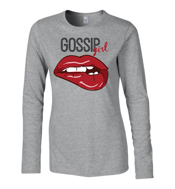 gossip girl lips ajak ajkak Sportszürke Női Hosszú Ujjú Póló