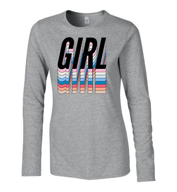 GIRL girl power grl pwr Sportszürke Női Hosszú Ujjú Póló