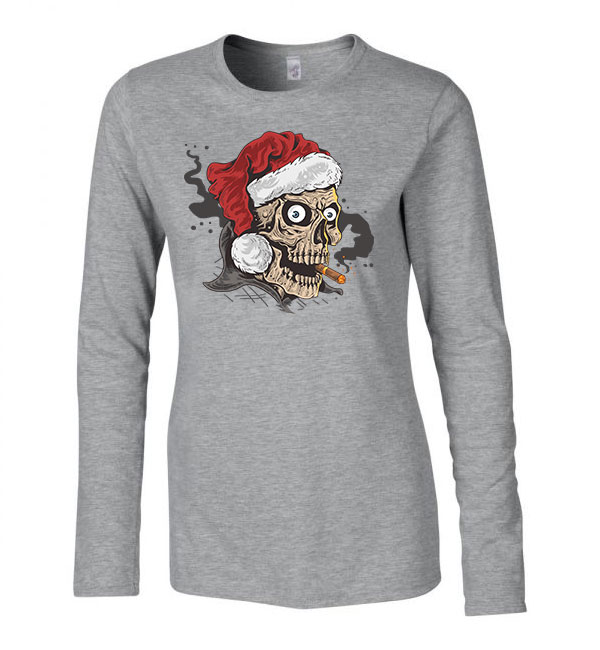 santa koponya Sportszürke Női Hosszú Ujjú Póló