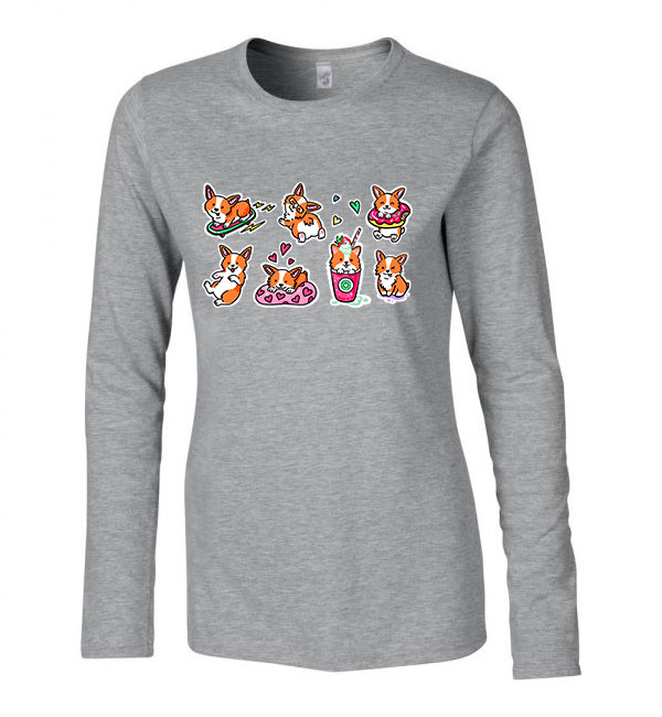 Corgi korgi corgik Sportszürke Női Hosszú Ujjú Póló