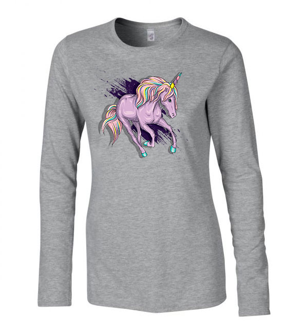 Unikornis unicorn Sportszürke Női Hosszú Ujjú Póló