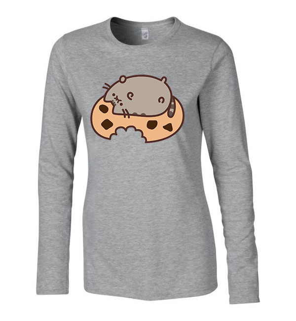 pusheen macska macskás cica cicás Sportszürke Női Hosszú Ujjú Póló