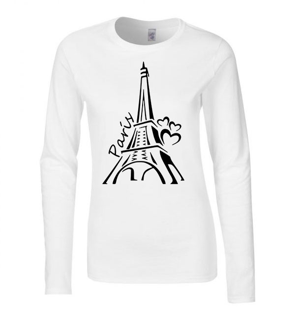 Párizs francia eiffel torony Fehér Női Hosszú Ujjú Póló