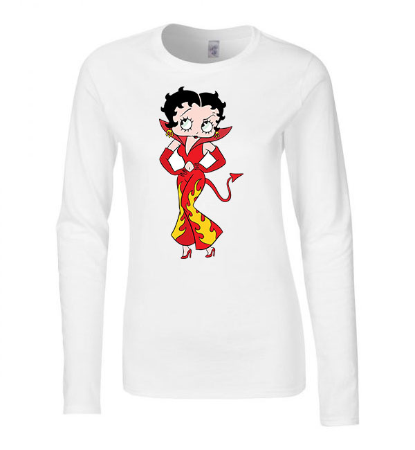 Betty Boop Fehér Női Hosszú Ujjú Póló