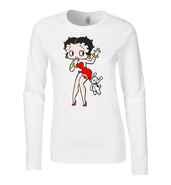 Betty Boop Fehér Női Hosszú Ujjú Póló