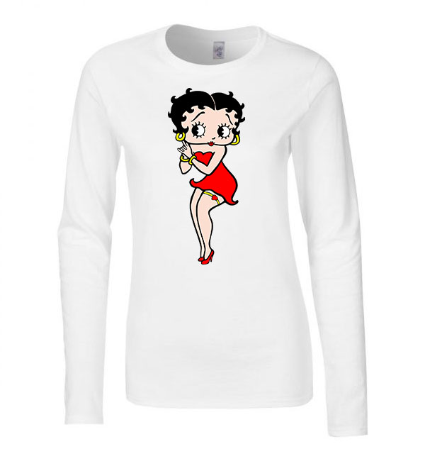 Betty Boop Fehér Női Hosszú Ujjú Póló