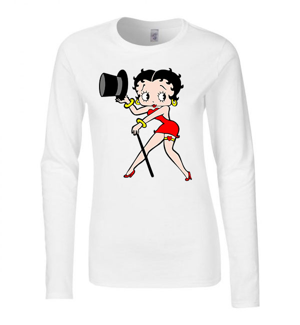 betty boop Fehér Női Hosszú Ujjú Póló
