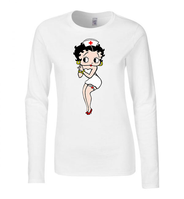 Betty Boop Fehér Női Hosszú Ujjú Póló
