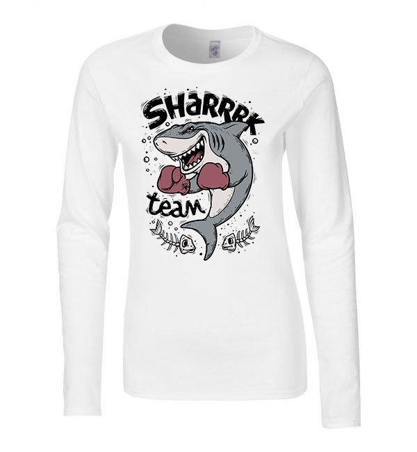 cápa shark team box Fehér Női Hosszú Ujjú Póló