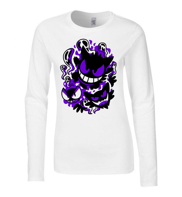 pokemon gastly gengar Fehér Női Hosszú Ujjú Póló