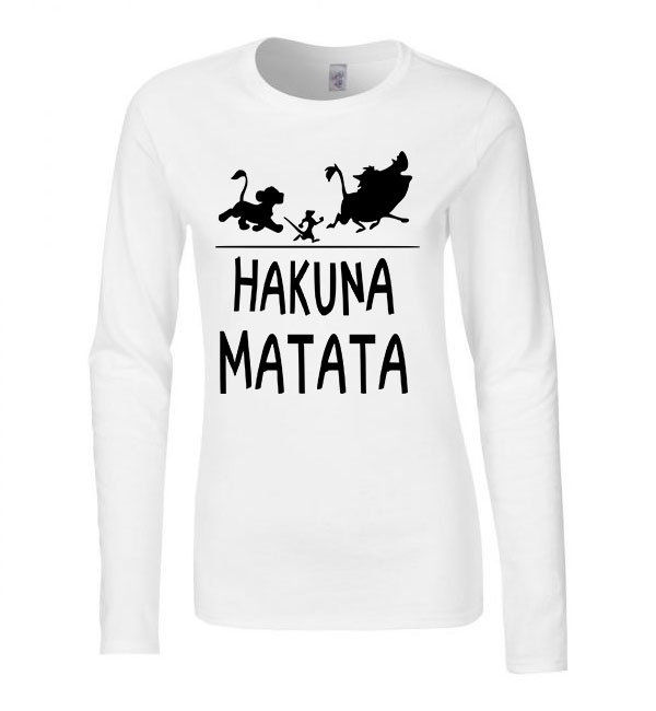 hakuna matata oroszlánkirály Fehér Női Hosszú Ujjú Póló
