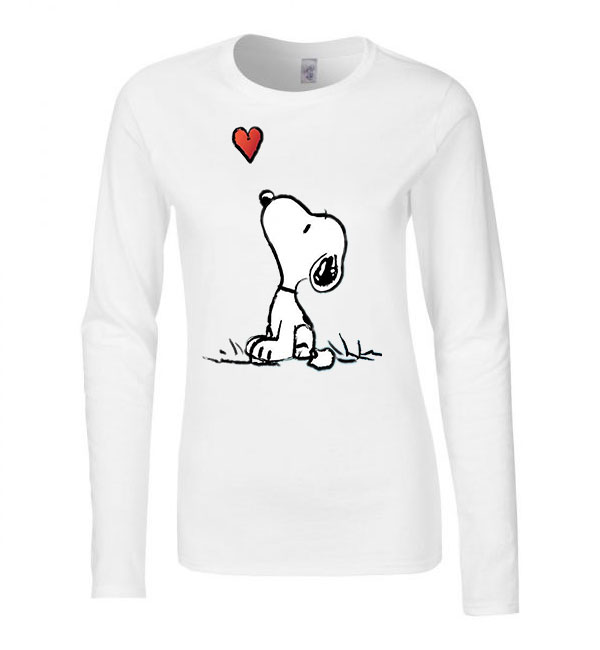 snoopy kutya Fehér Női Hosszú Ujjú Póló
