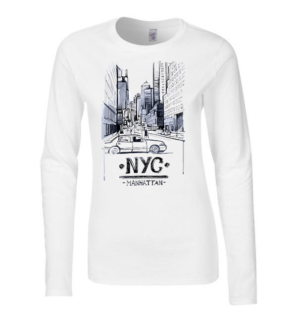 new york manhattan Fehér Női Hosszú Ujjú Póló