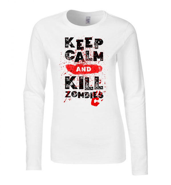 zombi zombik humor Fehér Női Hosszú Ujjú Póló