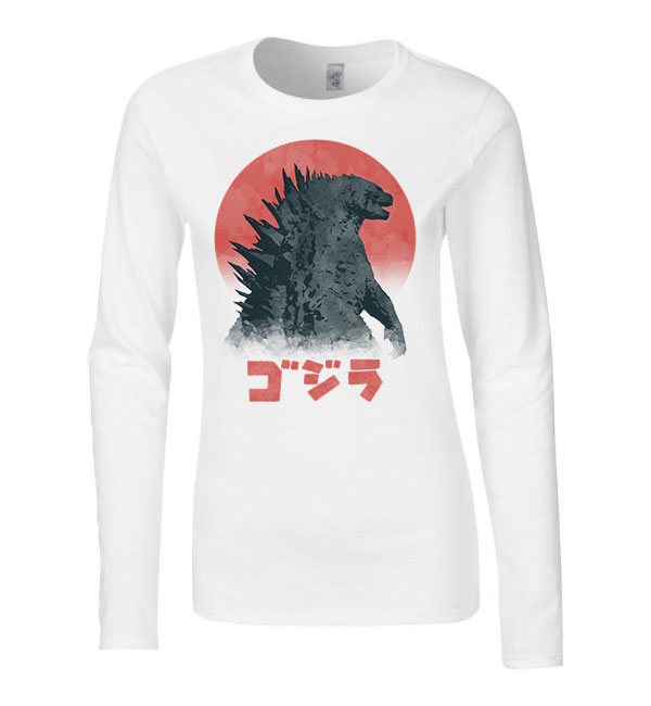 godzilla Fehér Női Hosszú Ujjú Póló