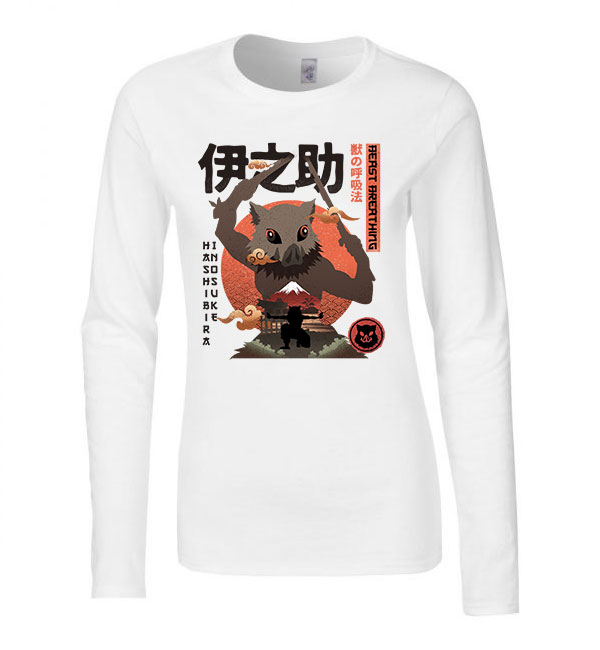 demon slayer inosuke Fehér Női Hosszú Ujjú Póló