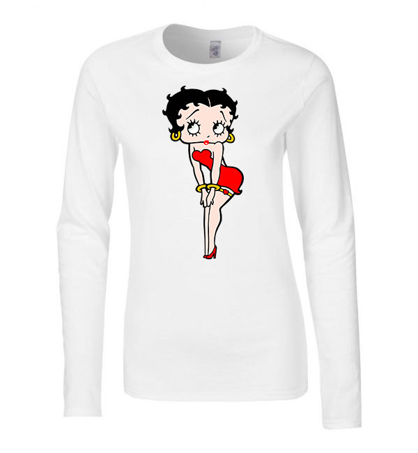 betty boop Fehér Női Hosszú Ujjú Póló
