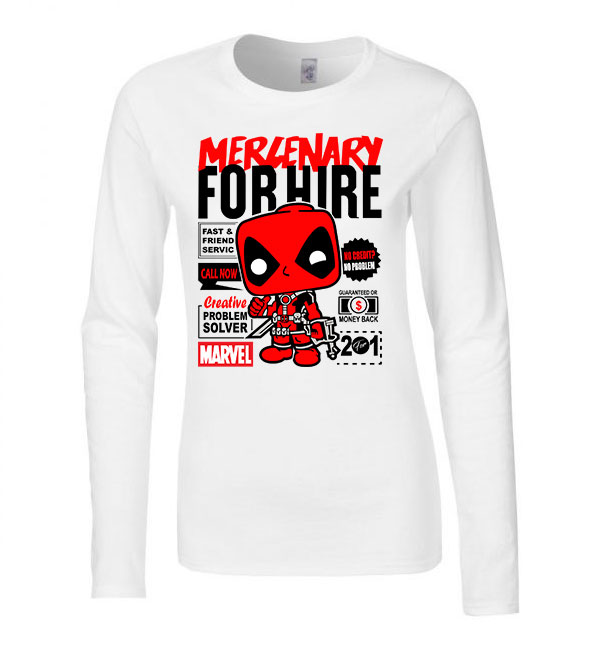 deadpool Fehér Női Hosszú Ujjú Póló