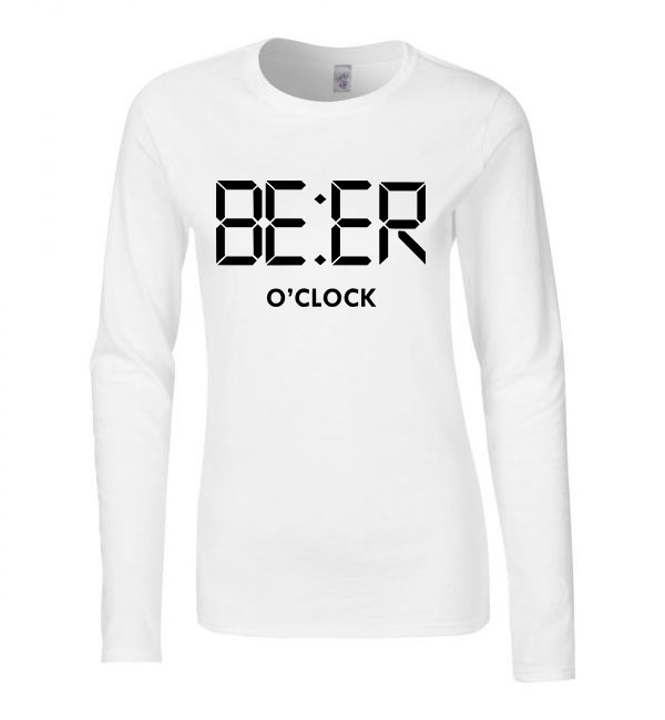 Vicces Sör Beer Oclock Fehér Női Hosszú Ujjú Póló