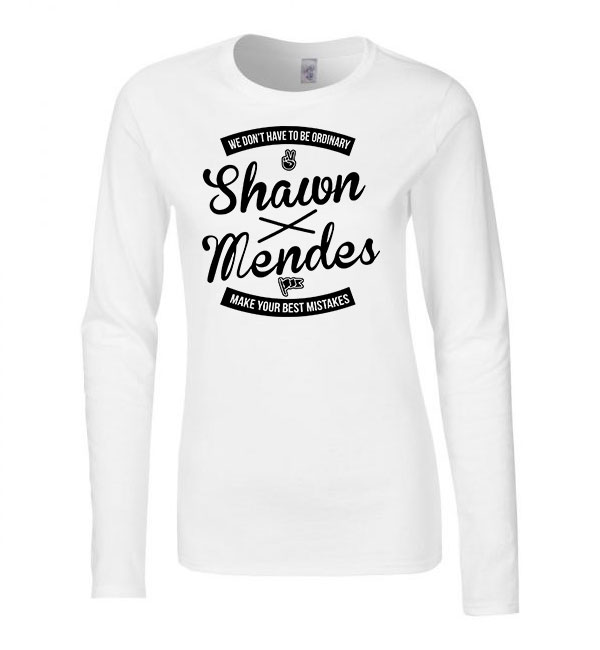 Shawn Mendes Fehér Női Hosszú Ujjú Póló