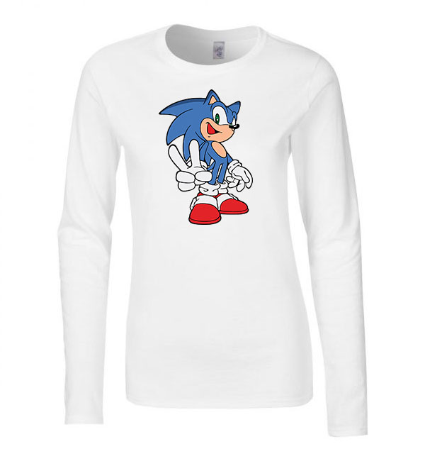 Sonic Fehér Női Hosszú Ujjú Póló