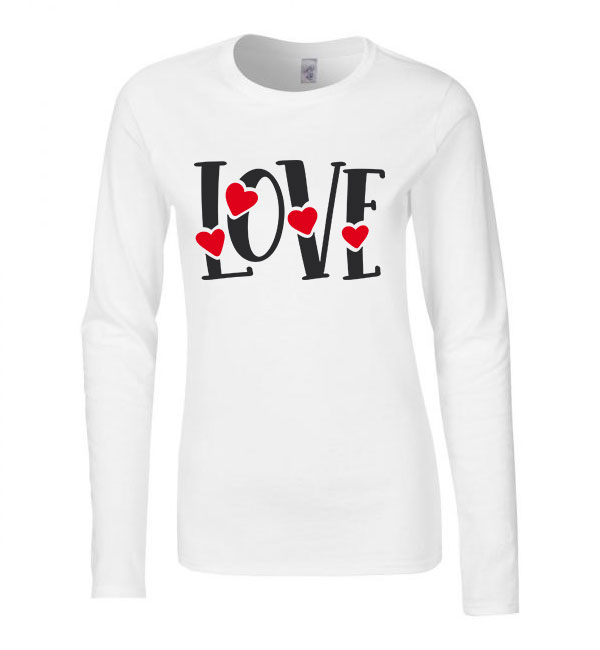 Love Szív Fehér Női Hosszú Ujjú Póló