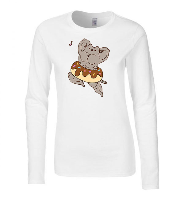 Izmos Pusheen Macska Macskás Fehér Női Hosszú Ujjú Póló