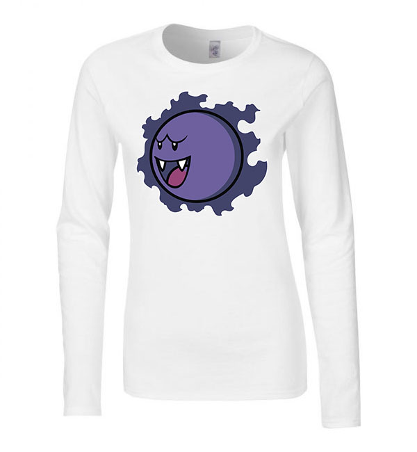 Pokemon Gastly Fehér Női Hosszú Ujjú Póló