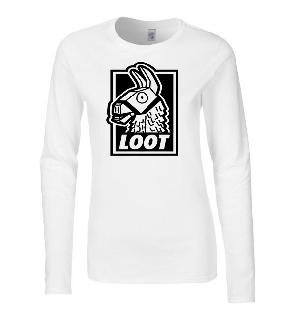 Fortnite loot láma Fehér Női Hosszú Ujjú Póló