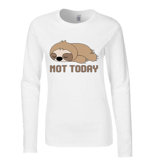 lusta lajhár not today Fehér Női Hosszú Ujjú Póló