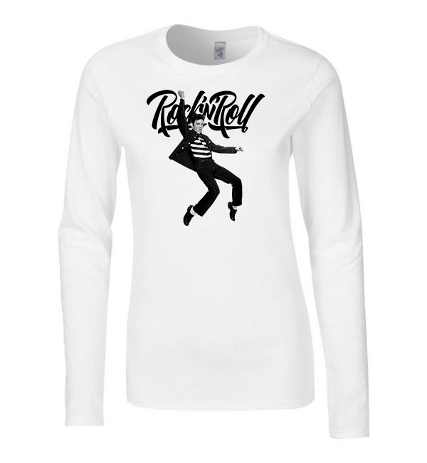 rock n roll elvis presley Fehér Női Hosszú Ujjú Póló