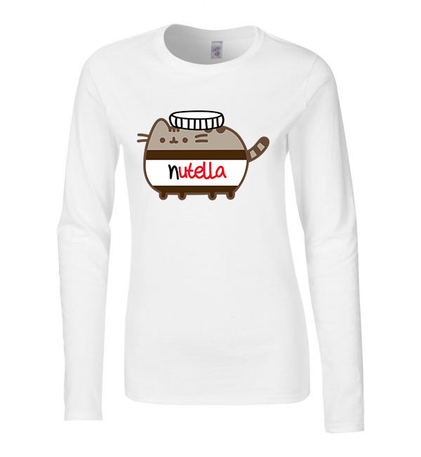 Nutella Pusheen Fehér Női Hosszú Ujjú Póló