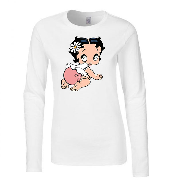 betty boop Fehér Női Hosszú Ujjú Póló