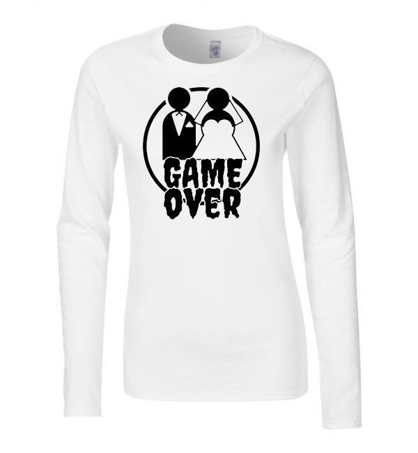 game over legénybúcsú humor Fehér Női Hosszú Ujjú Póló