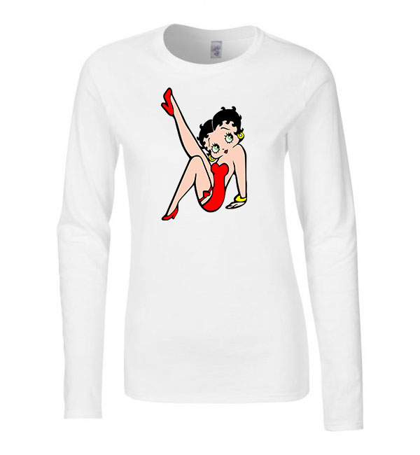 Betty Boop Fehér Női Hosszú Ujjú Póló