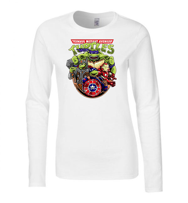 tini ninja teknőcök tmnt avengers Fehér Női Hosszú Ujjú Póló