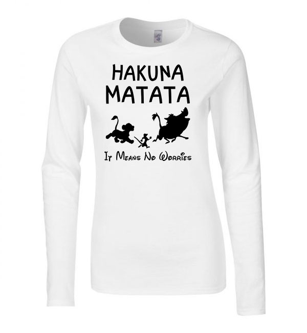 hakuna matata az oroszlánkirály Fehér Női Hosszú Ujjú Póló
