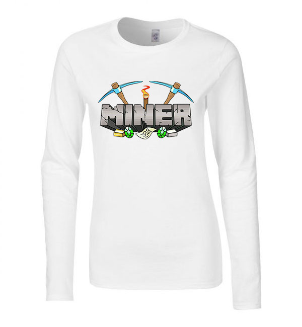 minecraft Fehér Női Hosszú Ujjú Póló