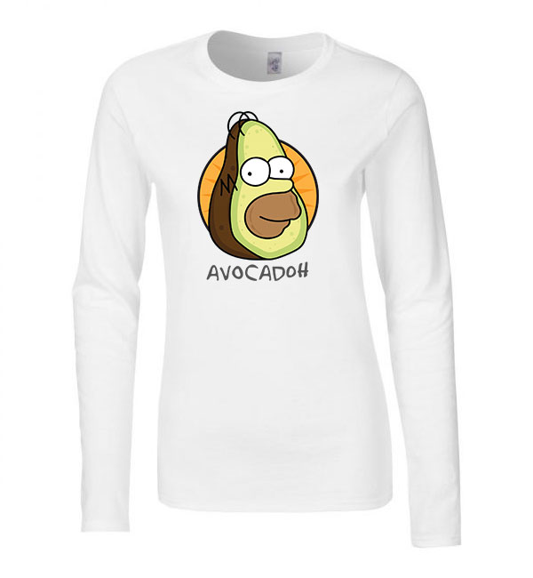 homer simpson avocadoh Fehér Női Hosszú Ujjú Póló