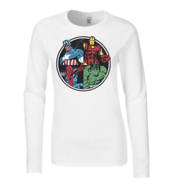 avengers bosszúállók vasember hulk pókember Fehér Női Hosszú Ujjú Póló