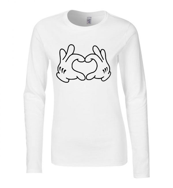 Mickey Egér kesztyű love Fehér Női Hosszú Ujjú Póló